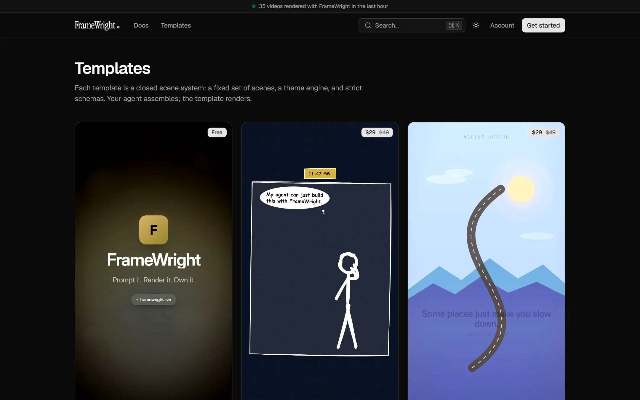 The FrameWright template gallery