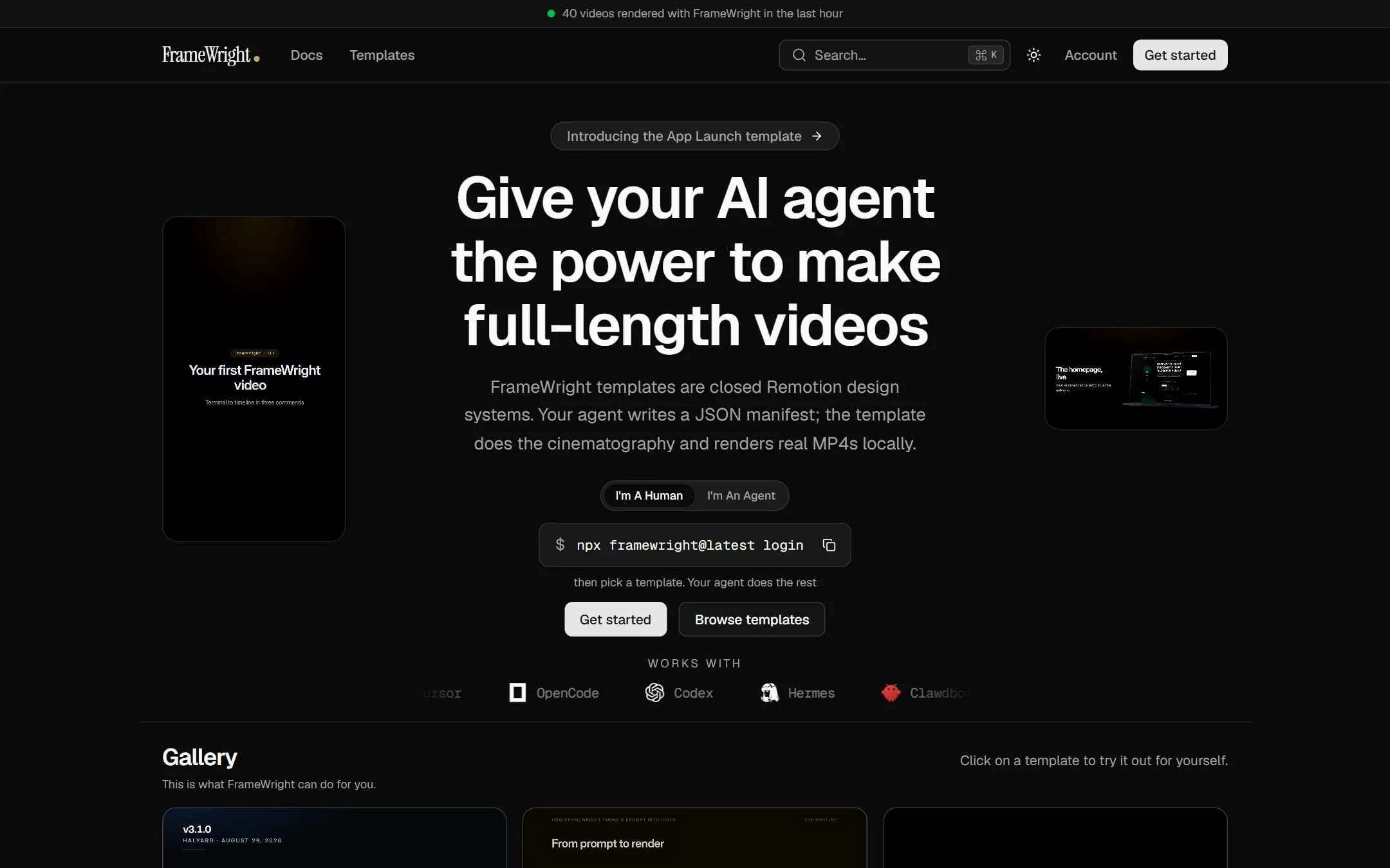 The FrameWright homepage at framewright.live