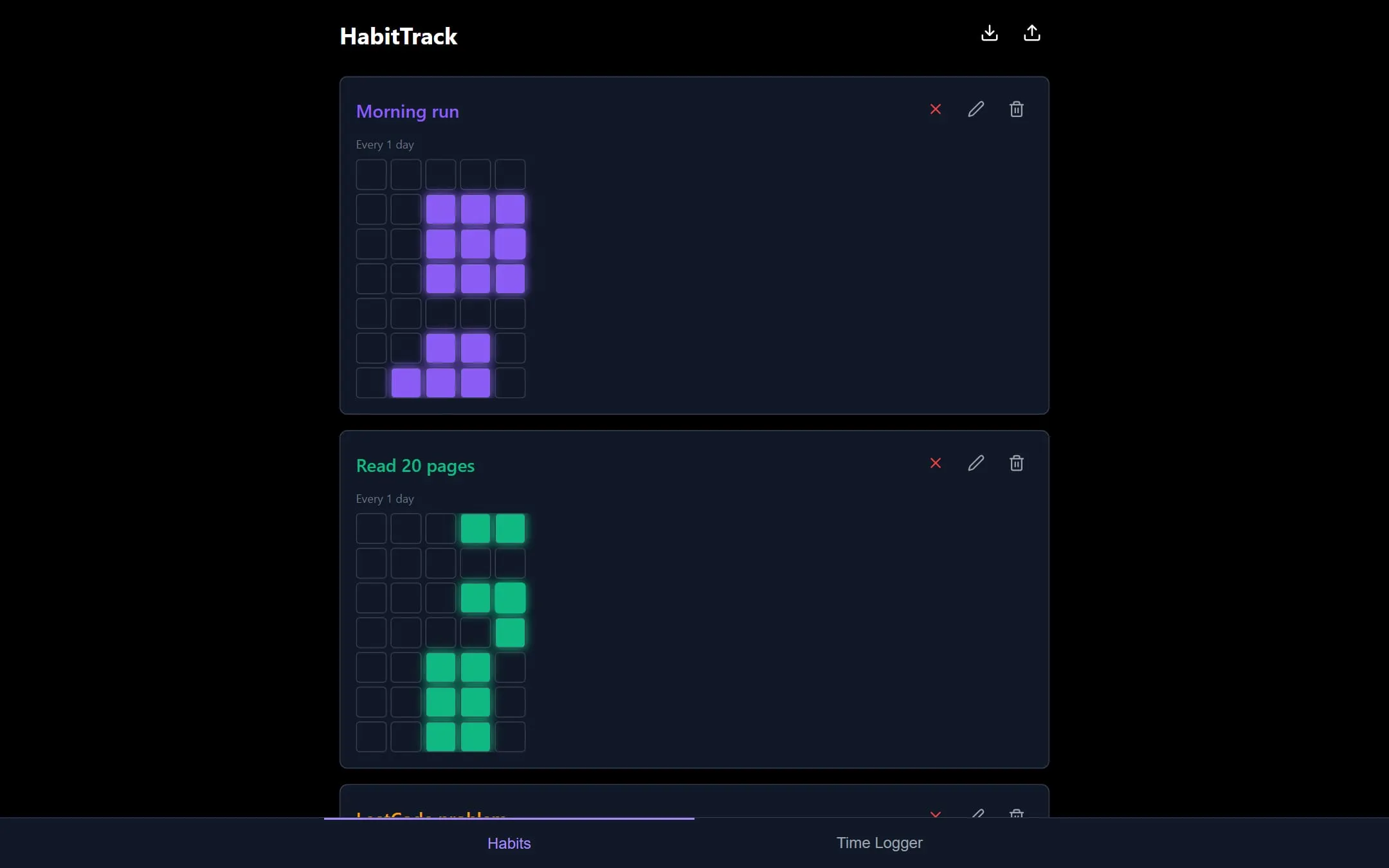 HabitTrack, a small habit and time tracker